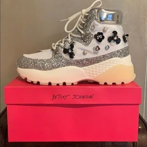 Betsey Johnson Abel Silver Sparkly Sneakers